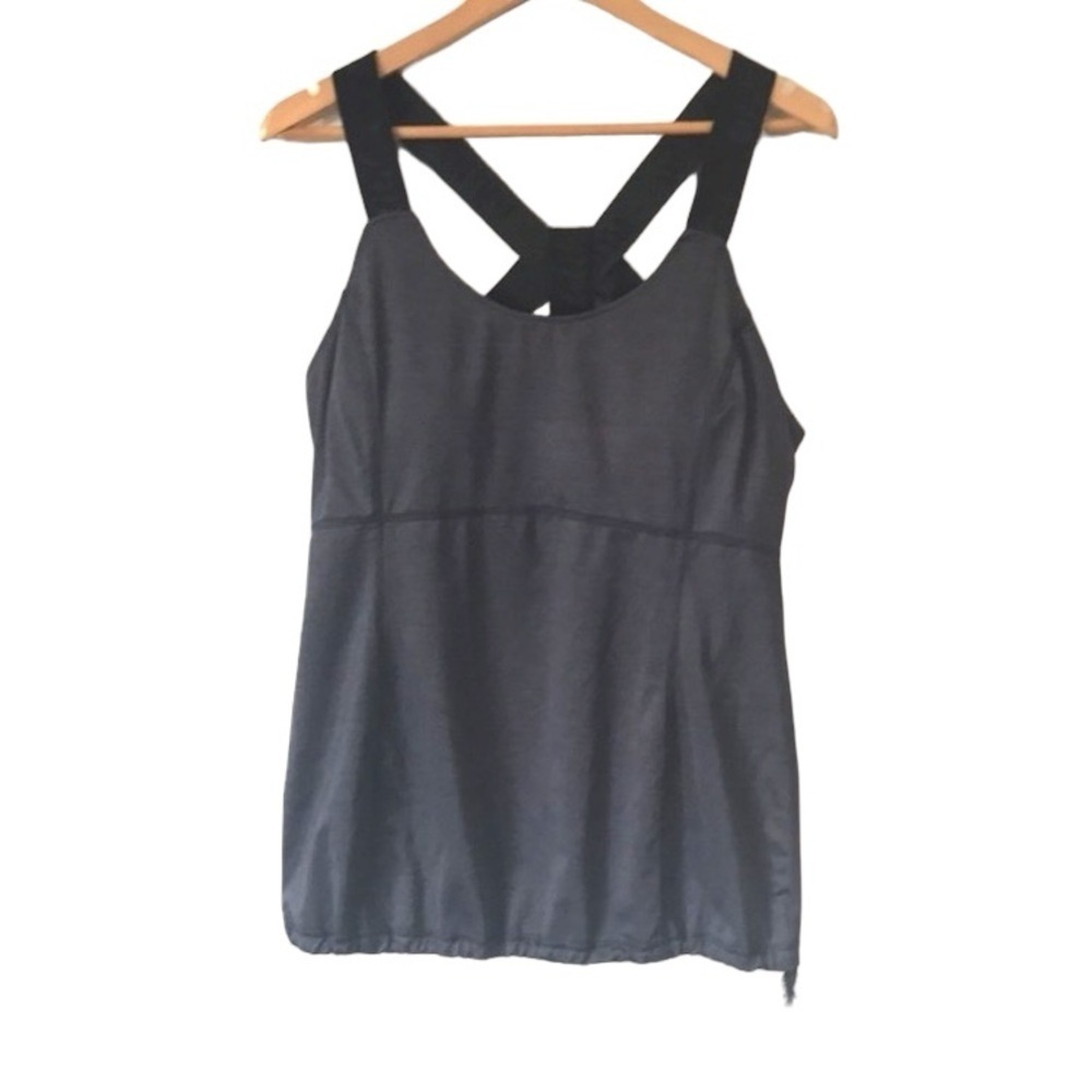 Titika Gray black cinched waist padded athletic tank top sz Medium/Large